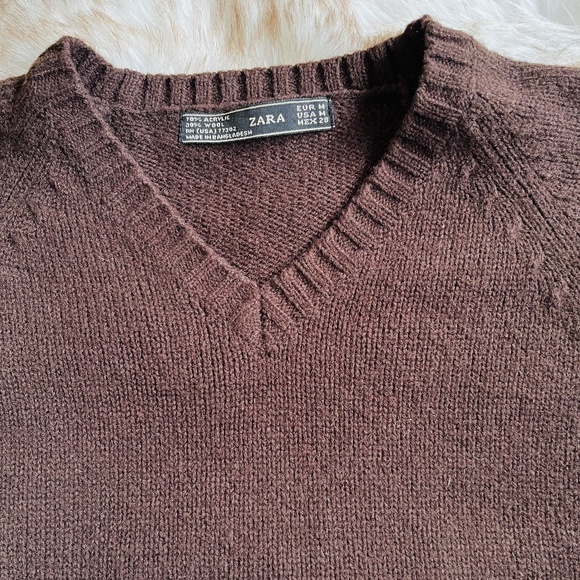 Zara Chocolate Brown Wool Sweater - Picture 1 of 7